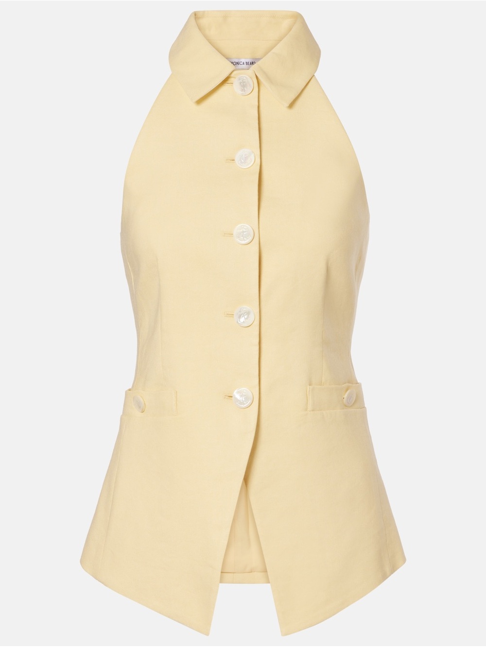 Veronica Beard Sleeveless Collared Button-Front Light Yellow Vest Shirt w/ Tags - Picture 2 of 14